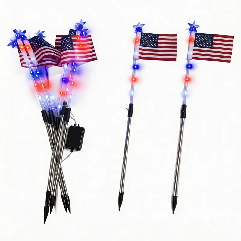 ✨Last Day: 49% OFF🔥American Flag Pathway Lights – Red, White & Blue Yard Glow for 250th Independence Celebration