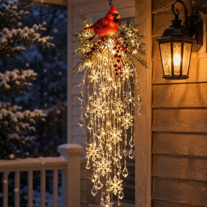 Hanging LED Christmas Porch Light – Crystal Snowflake Waterfall