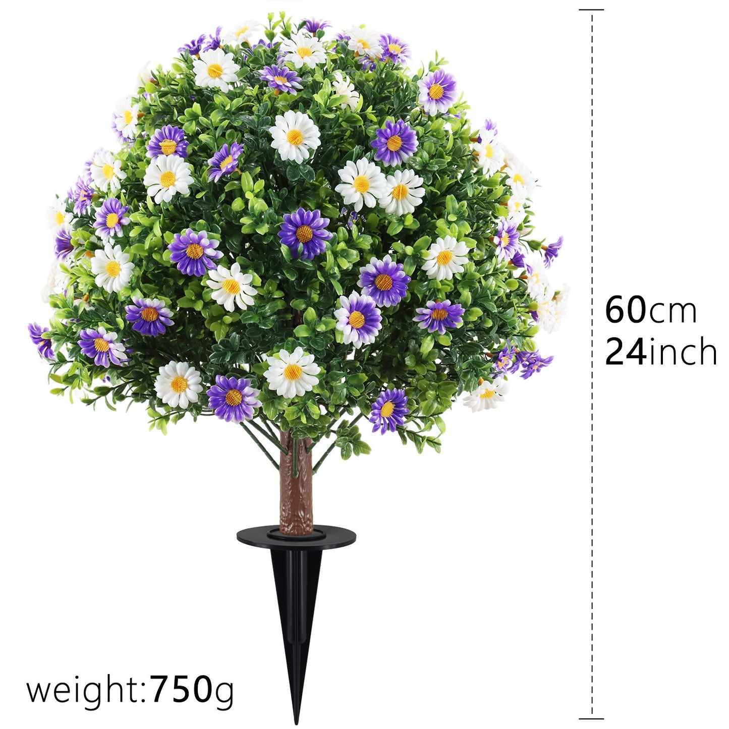 Outdoor Artificial Daisy and Boxwood Ground-Insert Plant