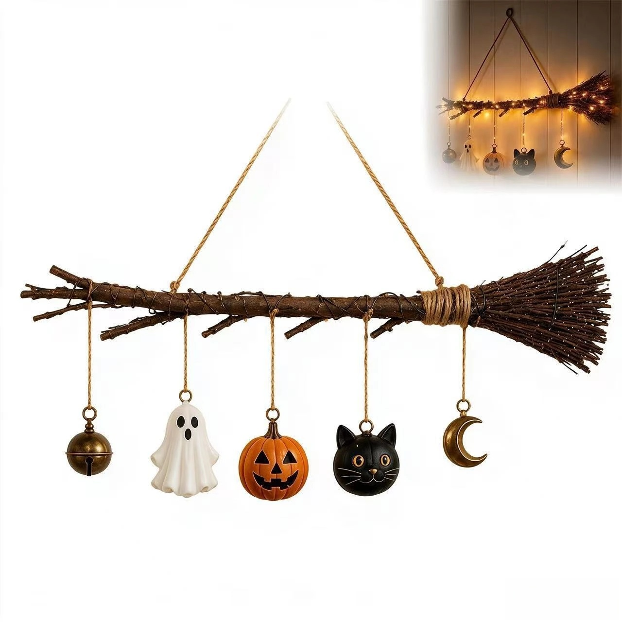 Light-up Halloween witch's broom