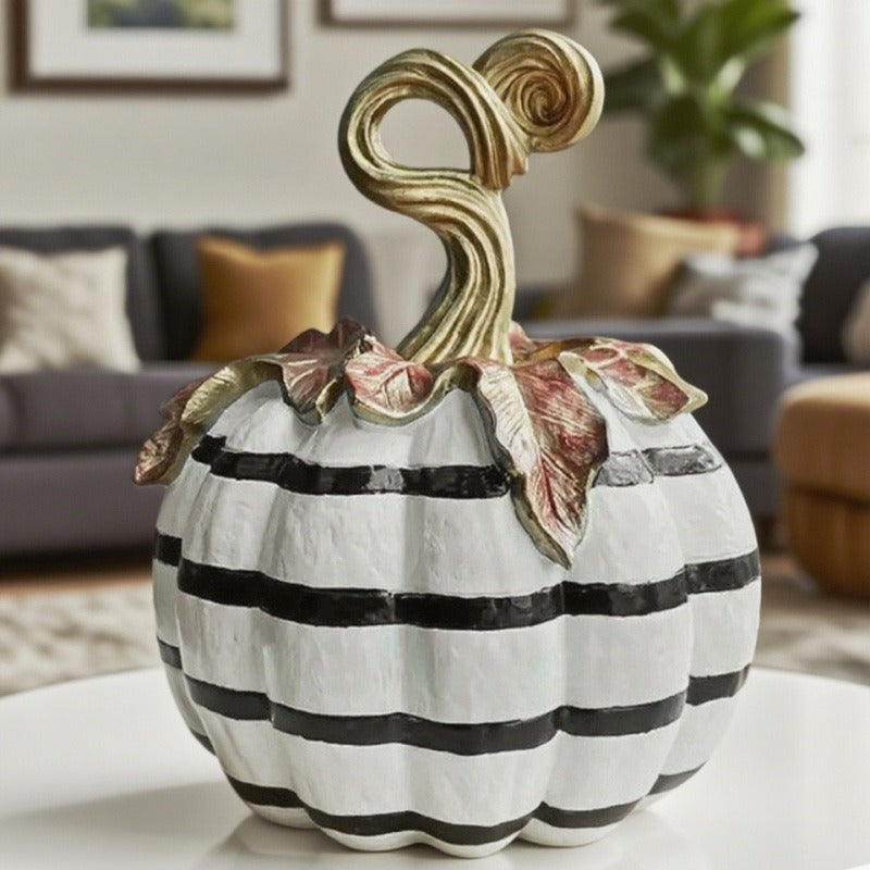 Black and White Artistic Pumpkin Halloween Ornament