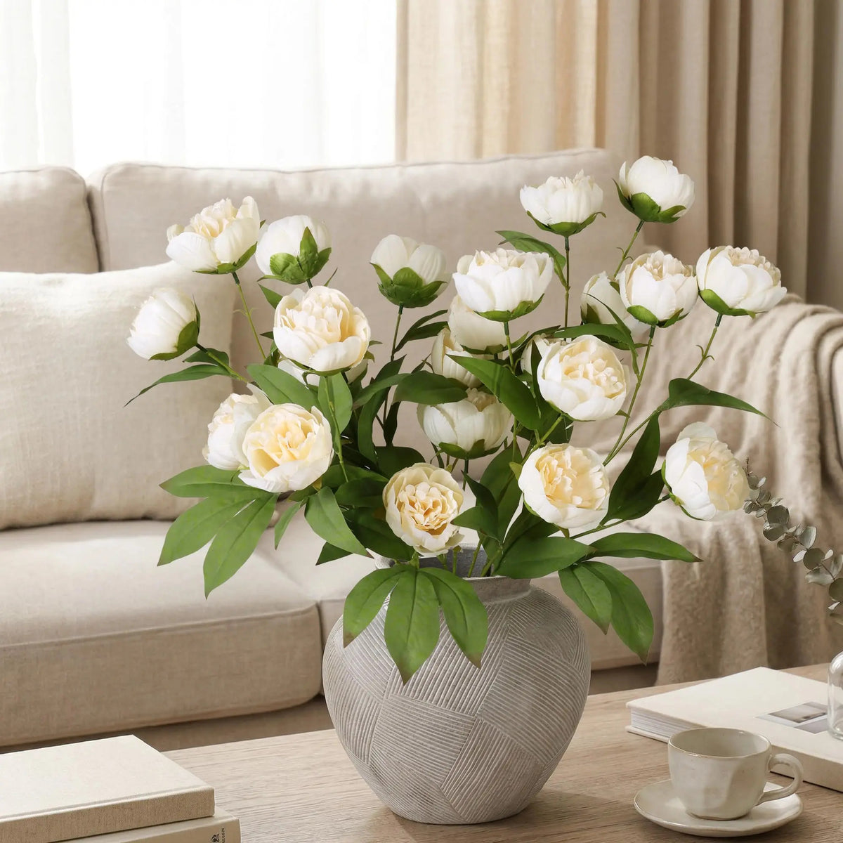 4-Head Artificial Peony Decorative Flower