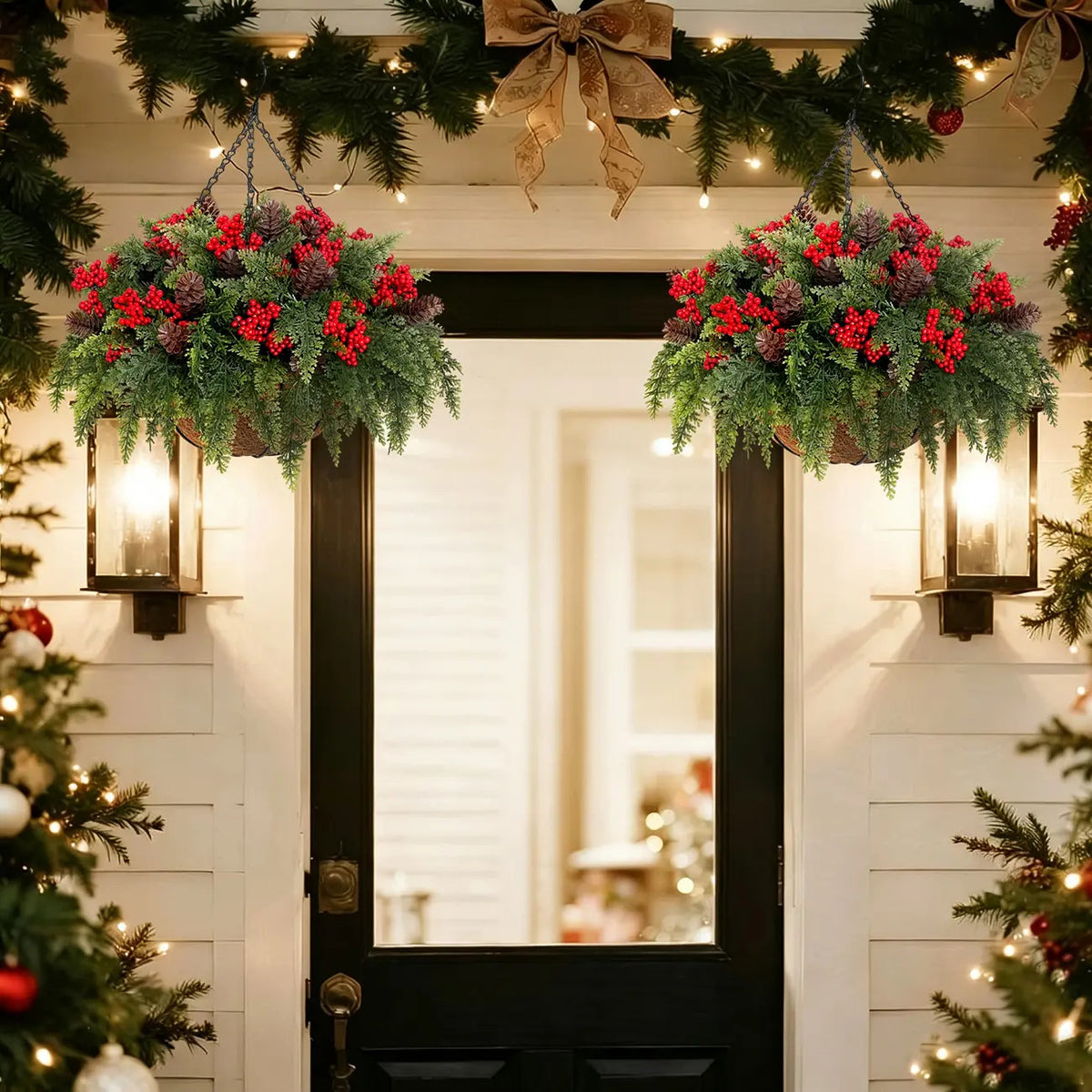Artificial Christmas Greenery Arrangement: Cedar and Red Berries