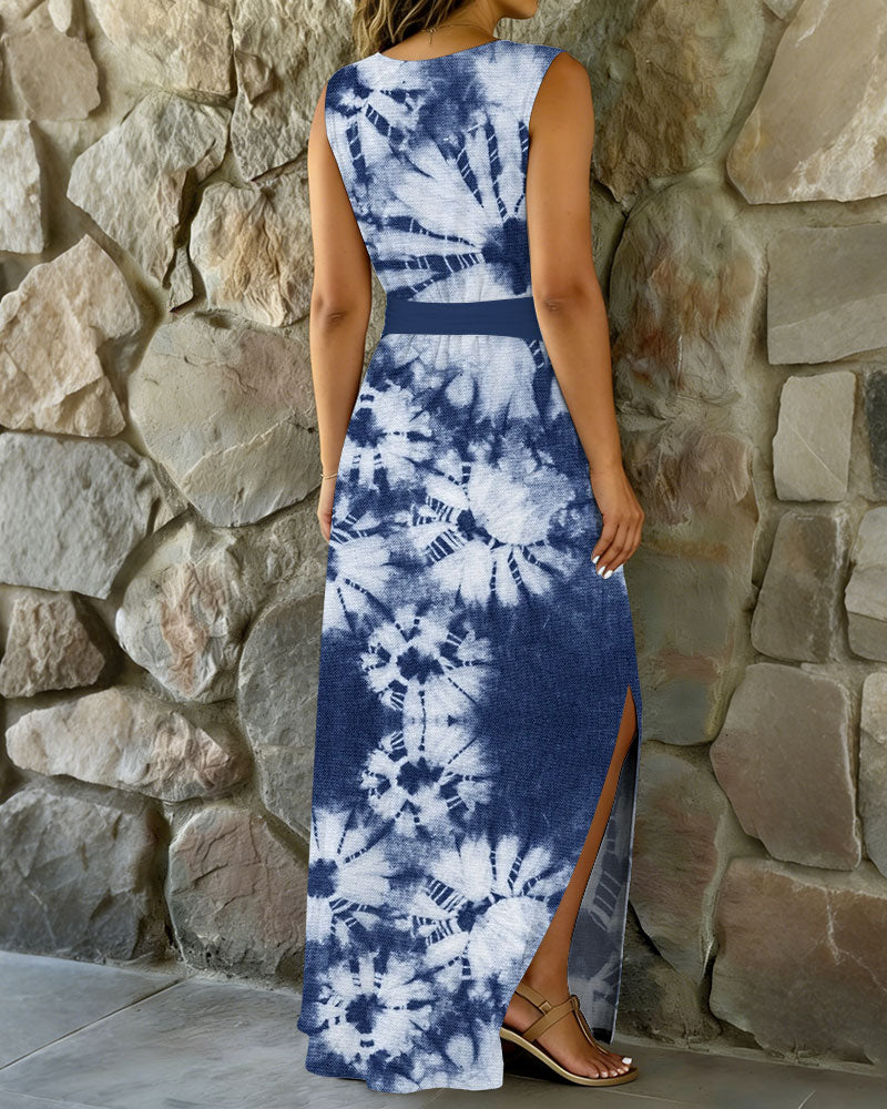 Tie-dyed Maxi Dress With Belt