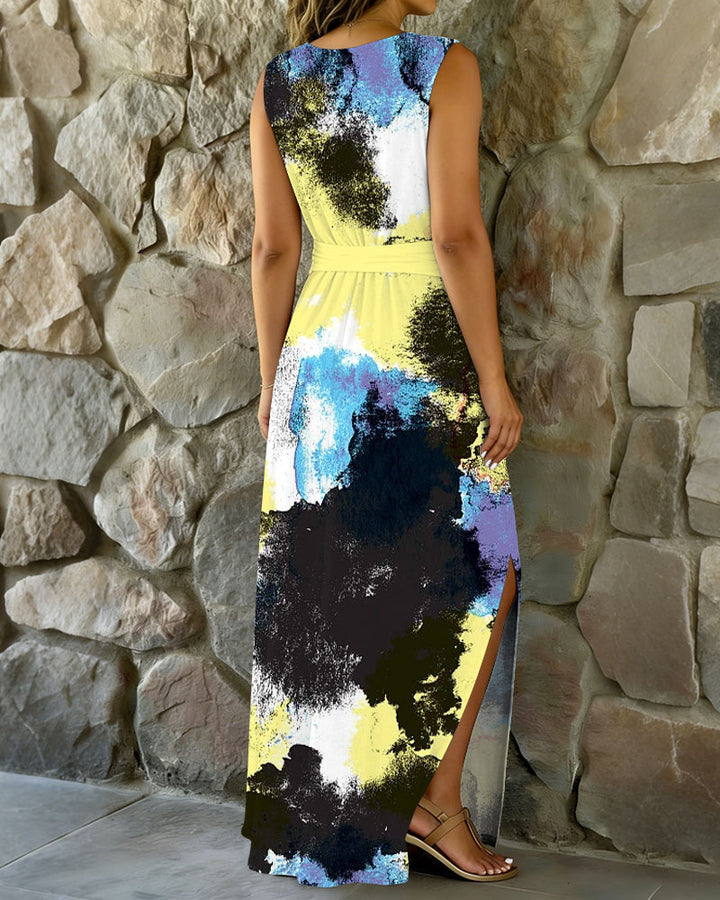 Color Ink Skirt With Belt