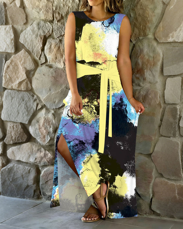 Color Ink Skirt With Belt