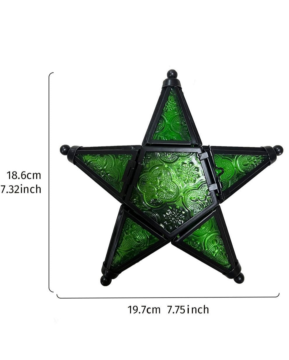 Star-shaped stained glass windproof candle holder