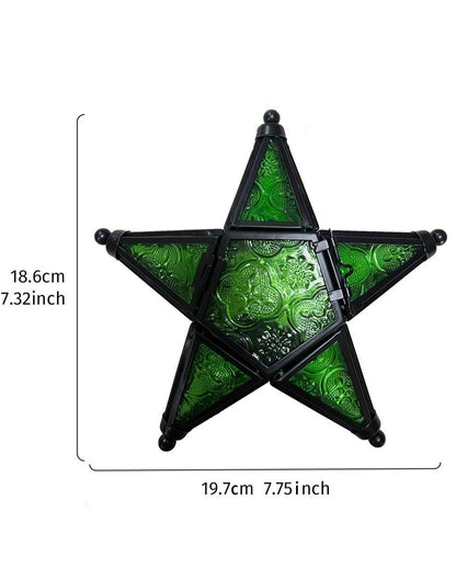 Star-shaped stained glass windproof candle holder