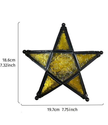 Star-shaped stained glass windproof candle holder