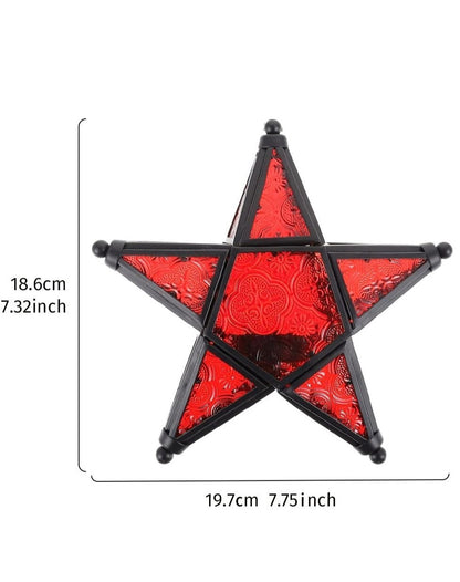 Star-shaped stained glass windproof candle holder