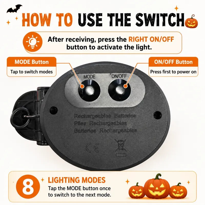 Solar-powered Halloween ground-stake lights for outdoor holiday decoration