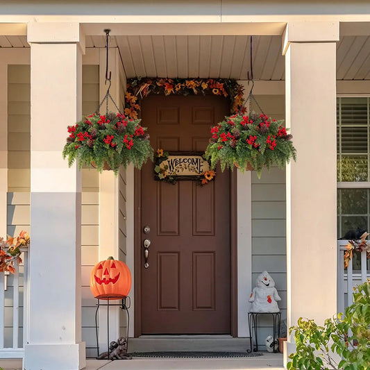 Artificial Christmas Greenery Arrangement: Cedar and Red Berries
