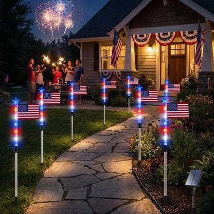 ✨Last Day: 49% OFF🔥American Flag Pathway Lights – Red, White & Blue Yard Glow for 250th Independence Celebration