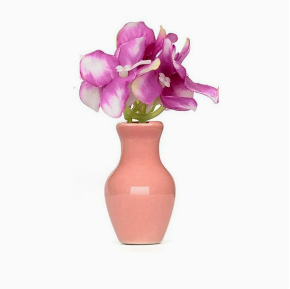 Mini Ceramic Vase Fridge Magnet with Artificial Flowers, Cute Decor for Kitchen & Office
