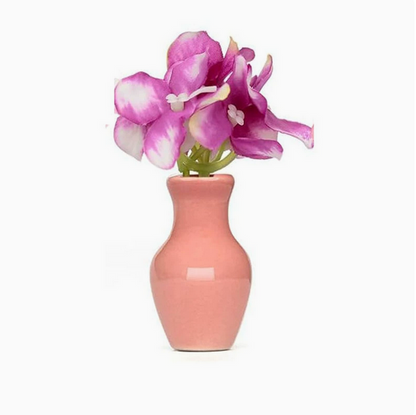 Mini Ceramic Vase Fridge Magnet with Artificial Flowers, Cute Decor for Kitchen & Office
