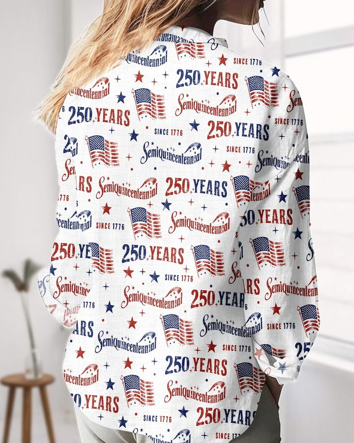 USA 250th Anniversary long sleeve Blouse Shirt