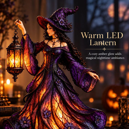 🧙 Gothic Witch Lantern Figurine | Warm LED Glow for Shelves, Mantels & Halloween Displays 🎃