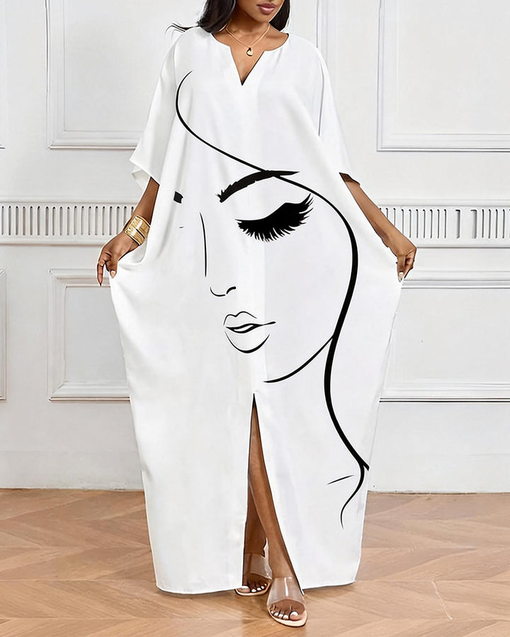 Minimalist Side Face V-Neck Casual Elegant Dress