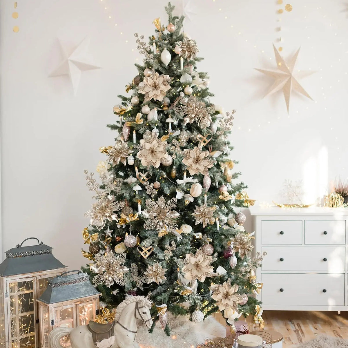 Christmas-themed artificial flower decoration set（18-piece set）