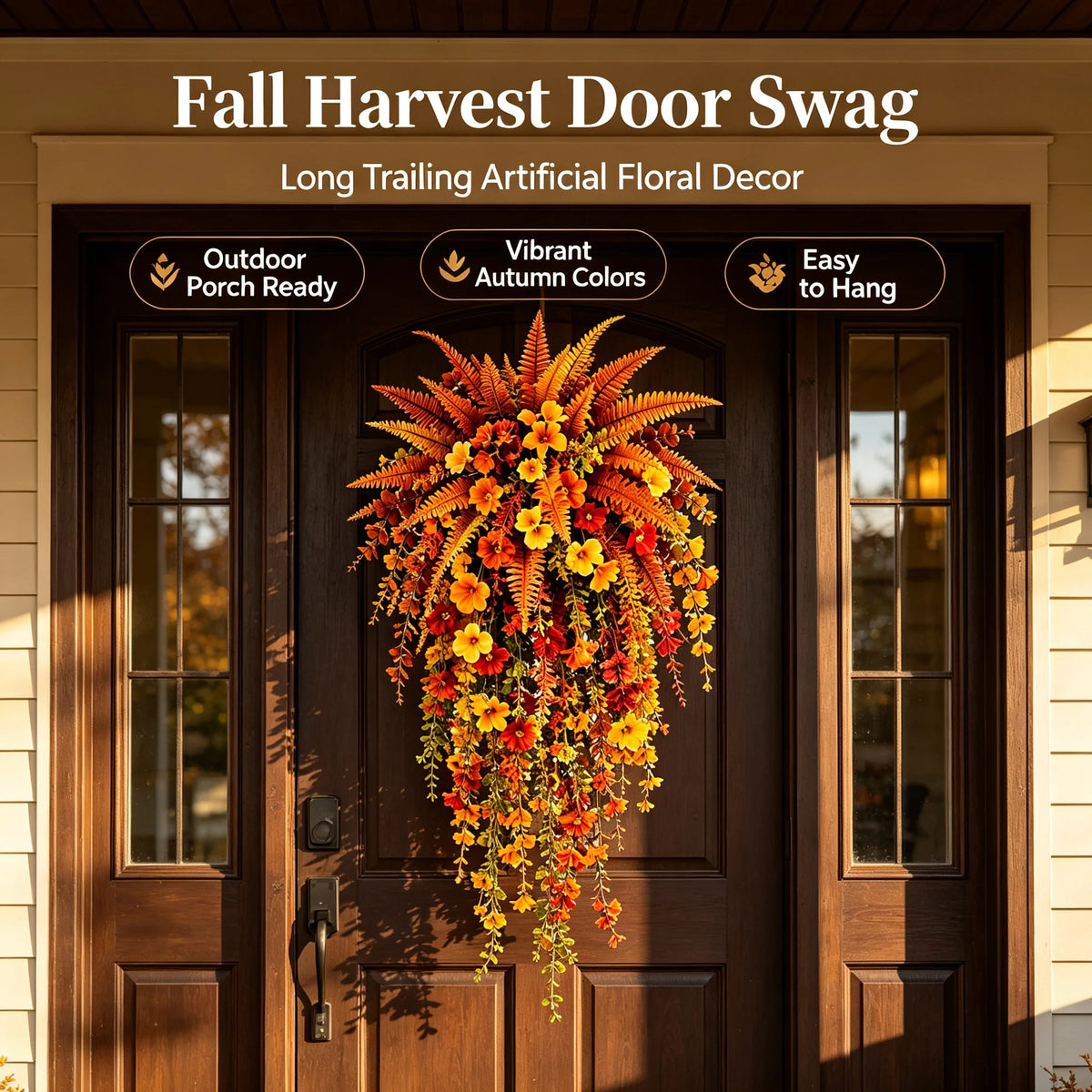 Artificial fern plant，autumn harvest-themed artificial floral hanging basket