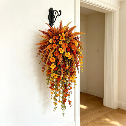 Artificial fern plant，autumn harvest-themed artificial floral hanging basket