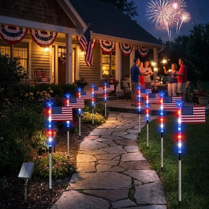 ✨Last Day: 49% OFF🔥American Flag Pathway Lights – Red, White & Blue Yard Glow for 250th Independence Celebration