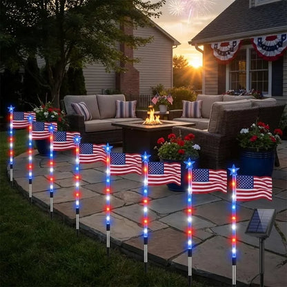✨Last Day: 49% OFF🔥American Flag Pathway Lights – Red, White & Blue Yard Glow for 250th Independence Celebration