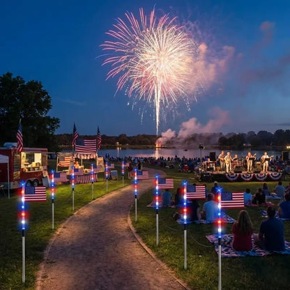 ✨Last Day: 49% OFF🔥American Flag Pathway Lights – Red, White & Blue Yard Glow for 250th Independence Celebration