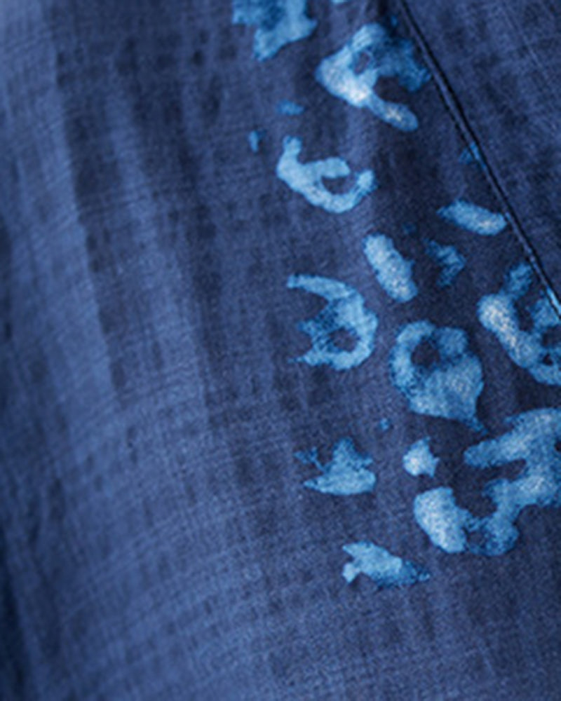 Tibetan Ethnic Geometric V-neck Cotton-linen Dress