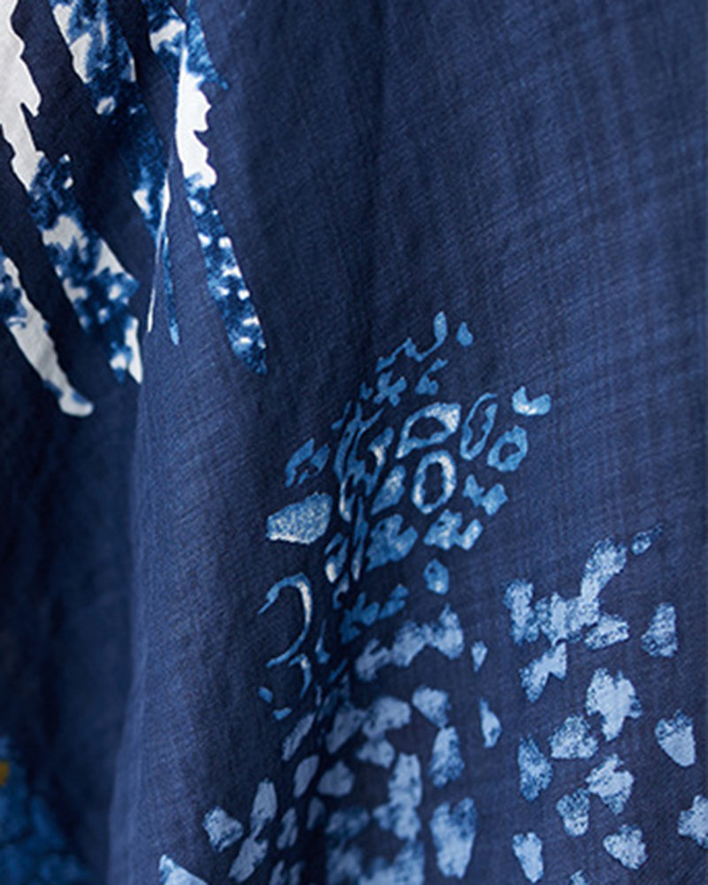 Tibetan Ethnic Geometric V-neck Cotton-linen Dress