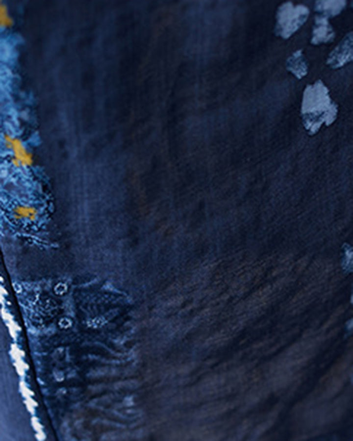 Tibetan Ethnic Geometric V-neck Cotton-linen Dress