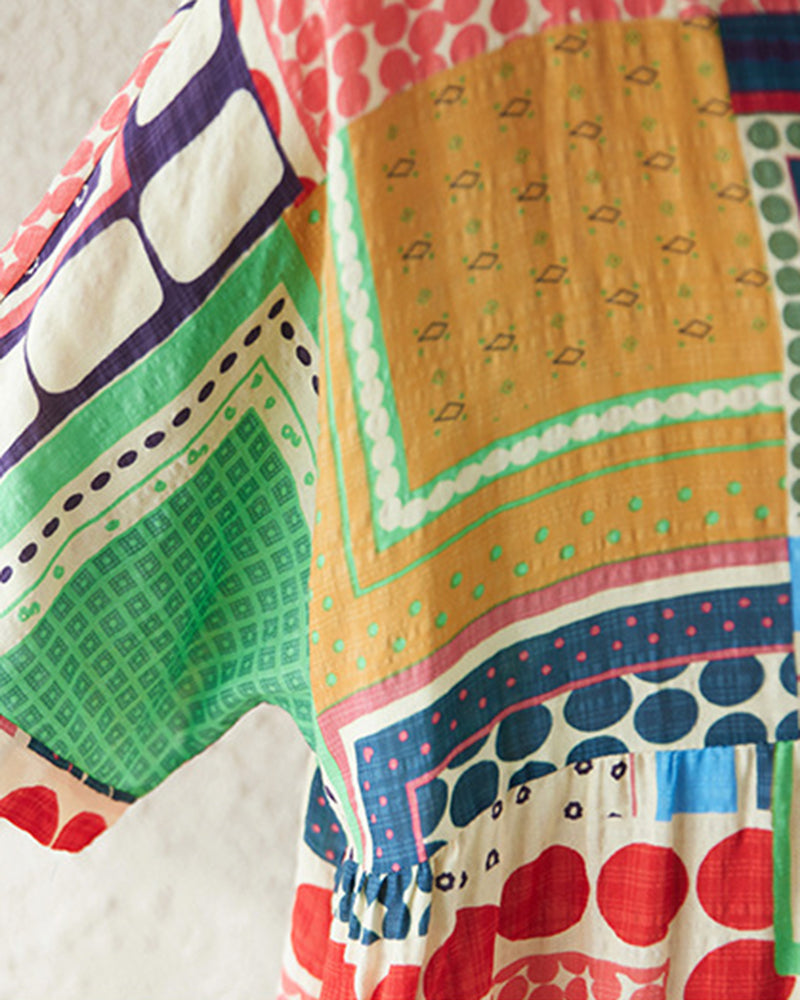 Contrast Geometric Block Loose Dress