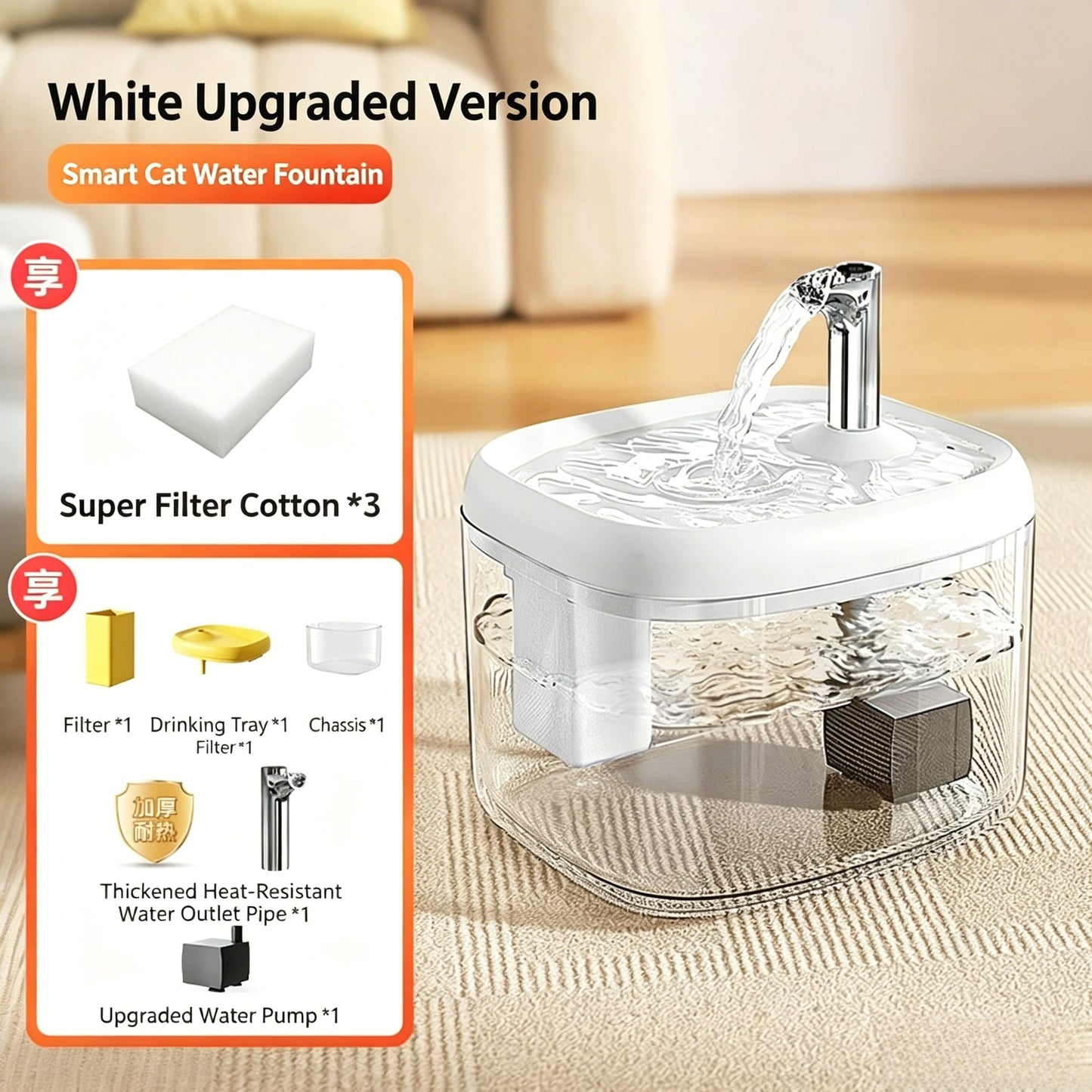 Quiet Cat Water Fountain With Filter (Automatic Circulation)