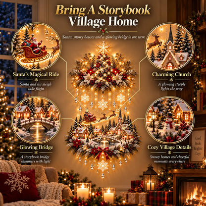 🎄 Illuminated Christmas Tree & Village Wall Hanging ✨