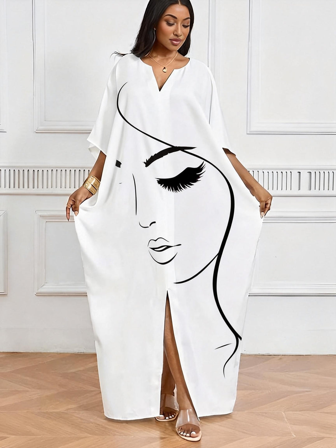 Minimalist Side Face V-Neck Casual Elegant Dress