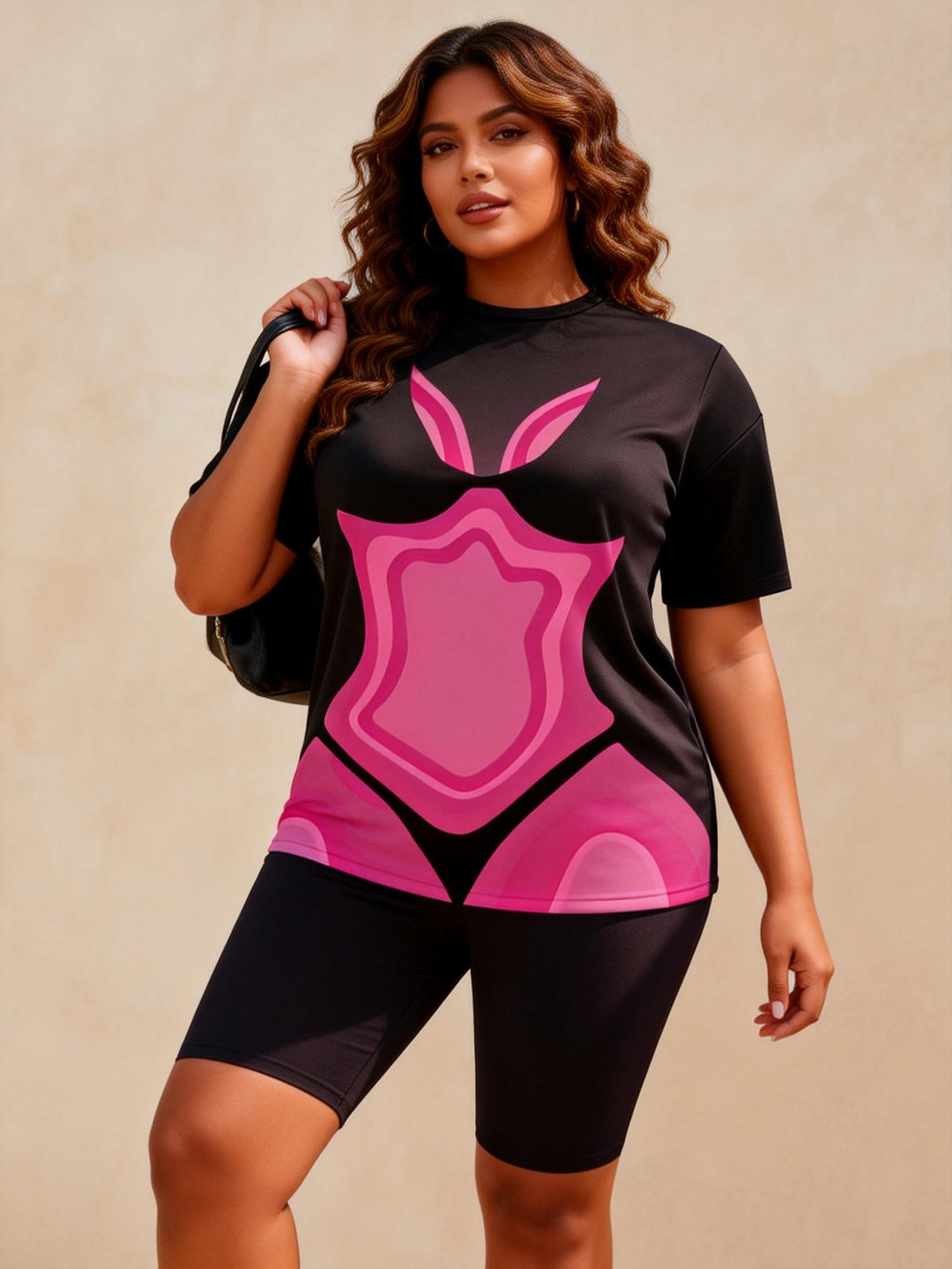 Powder Layered Bikini Print Casual Shorts Set