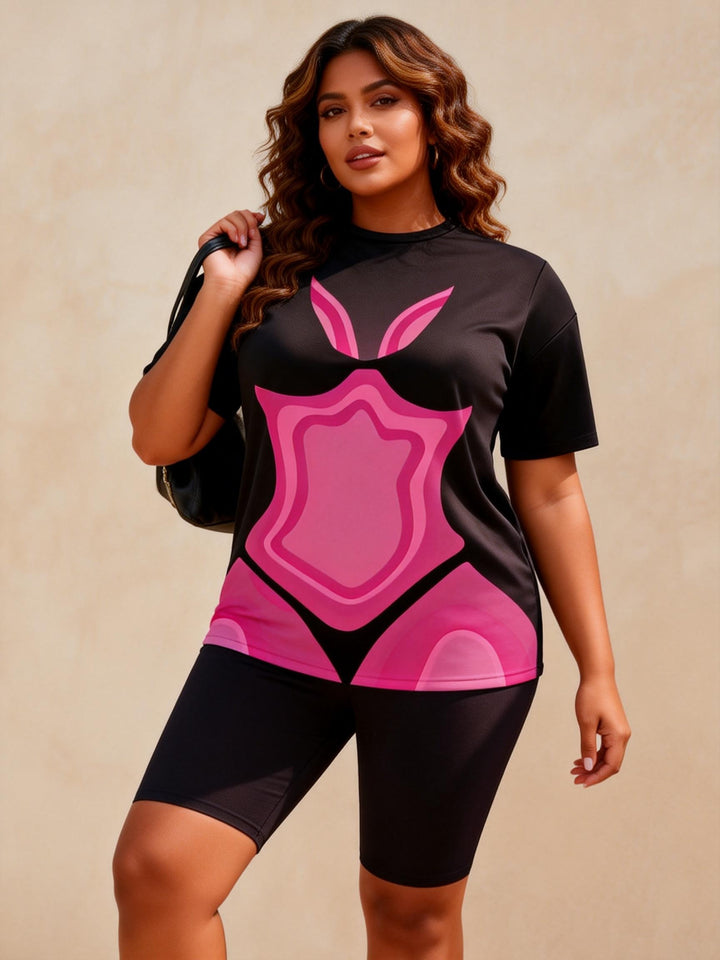 Powder Layered Bikini Print Casual Shorts Set