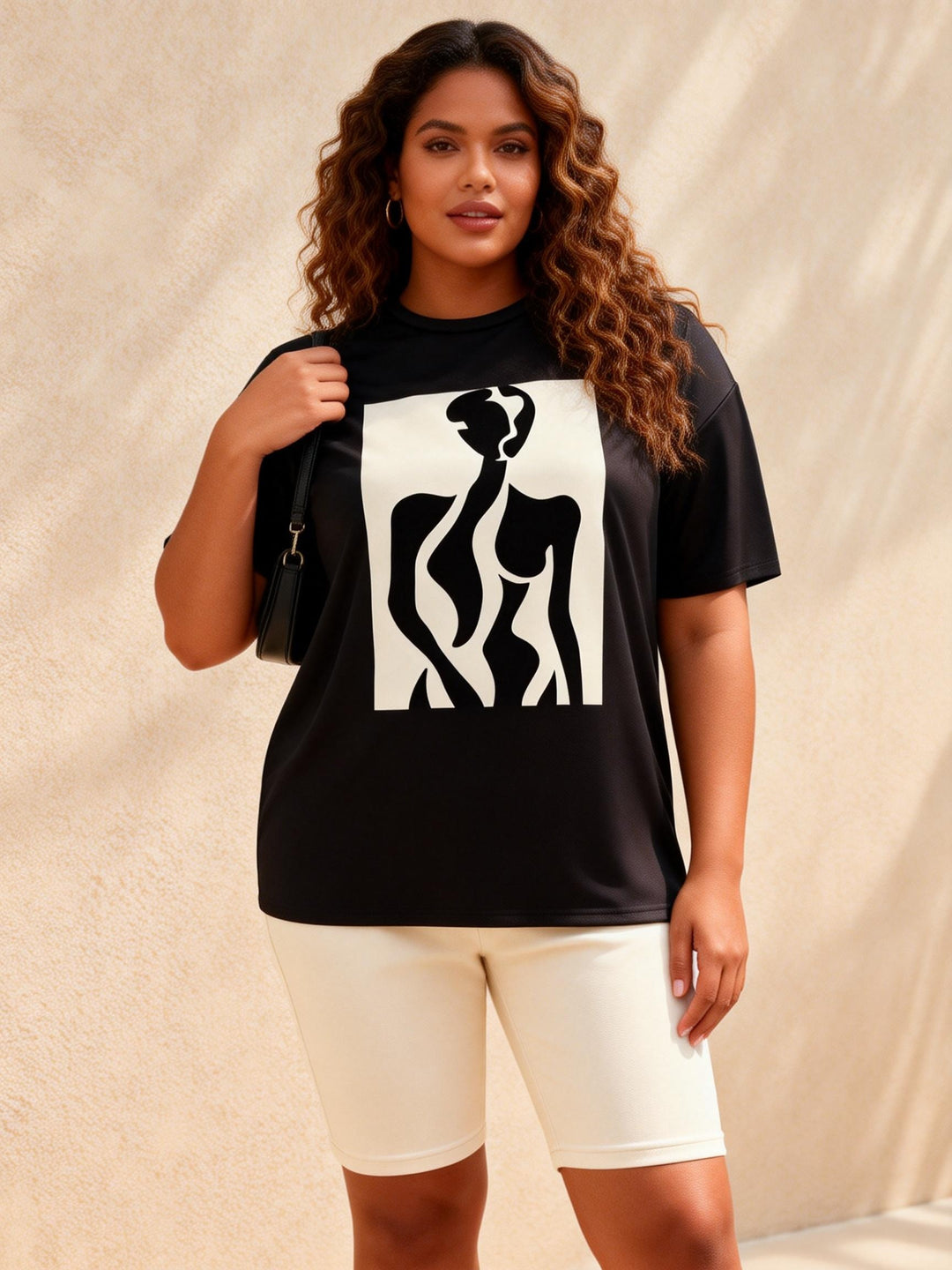 Matisse Style Abstract Body Print Casual Shorts Set