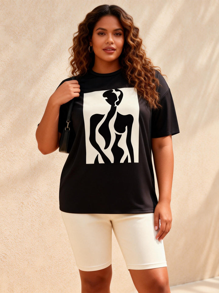 Matisse Style Abstract Body Print Casual Shorts Set