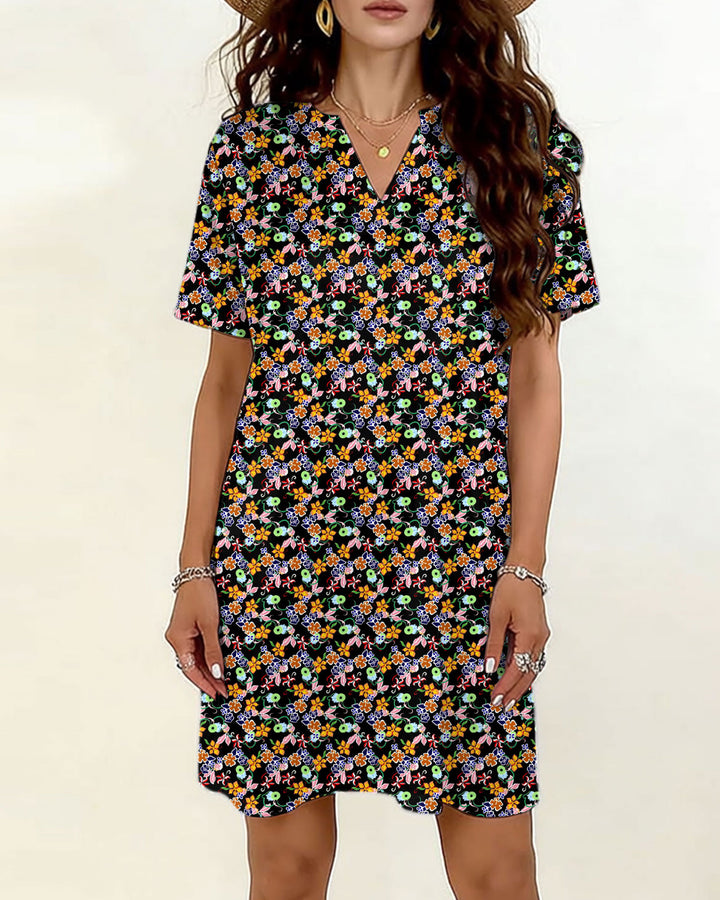 Floral Print V-Neck Dress