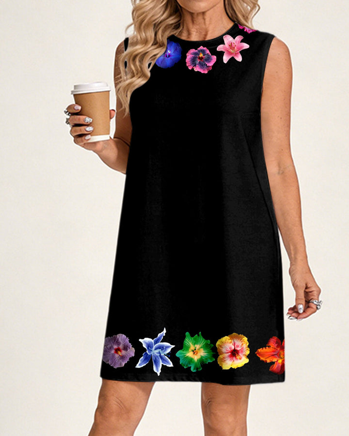 Floral-Print Dress With Collar And Hem