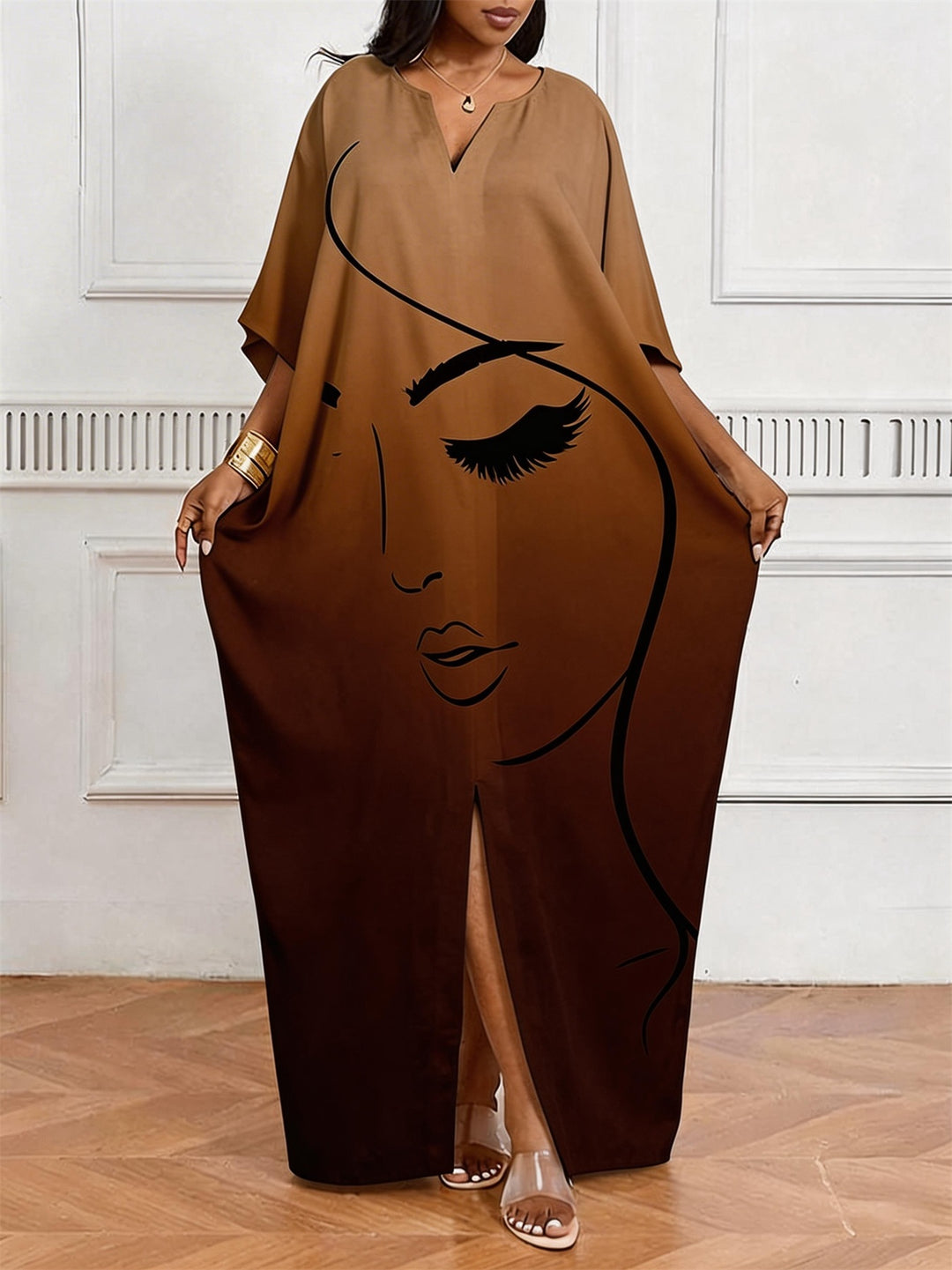 Minimalist Side Face V-Neck Casual Elegant Dress