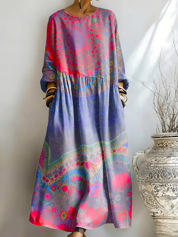 Women's Psychedelic Mandala Gradient Print Pocket Dress