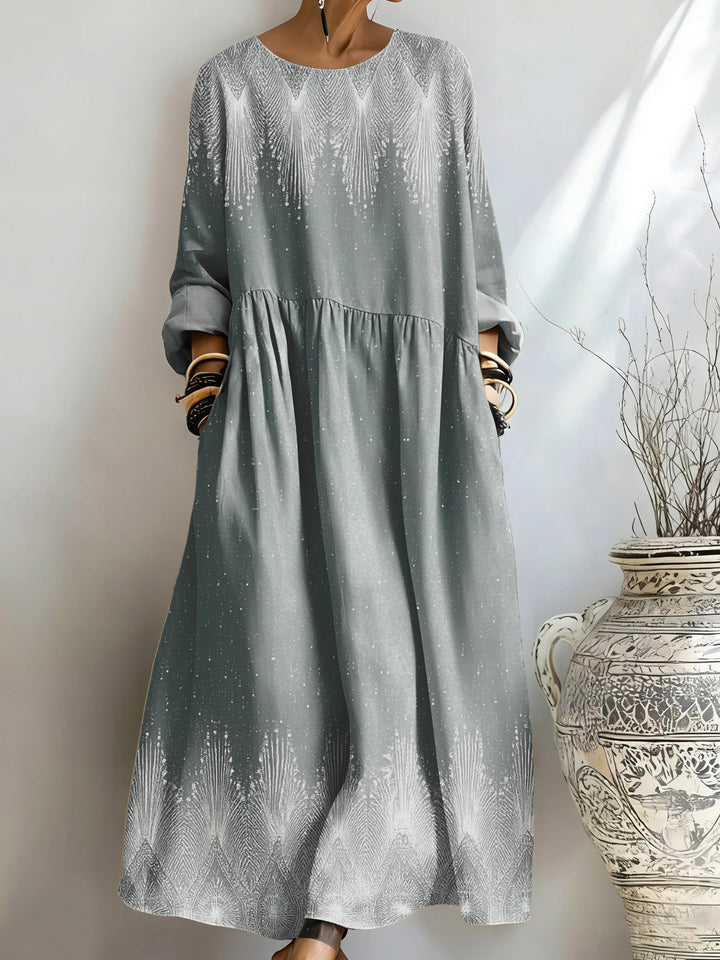 Women's Smoke Grey Fireworks Radial Print Pocket Dress