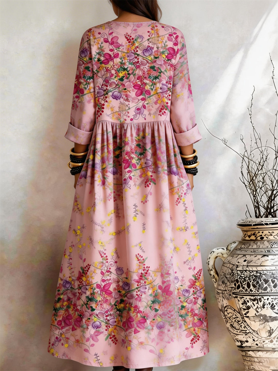 Foundation Wisteria Flower Grape Pocket Dress