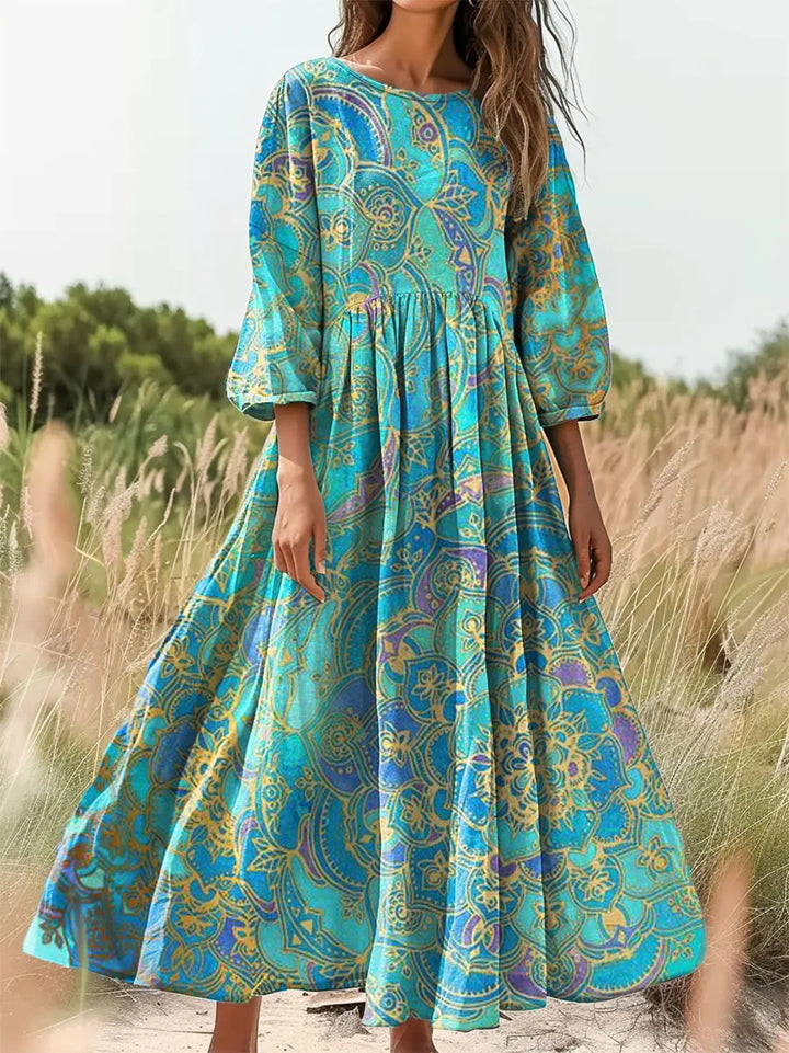 Watercolor Floral Print Pocket Dress