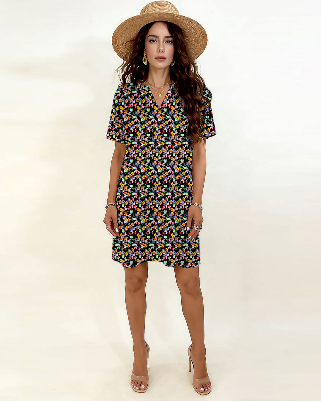 Floral Print V-Neck Dress