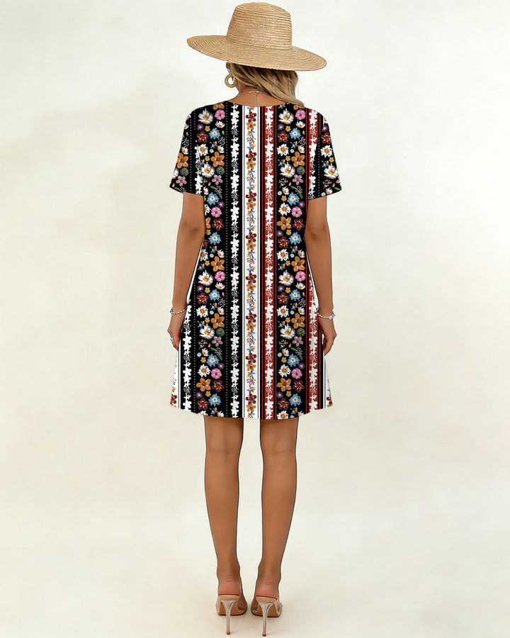 Floral Print V-Neck Dress