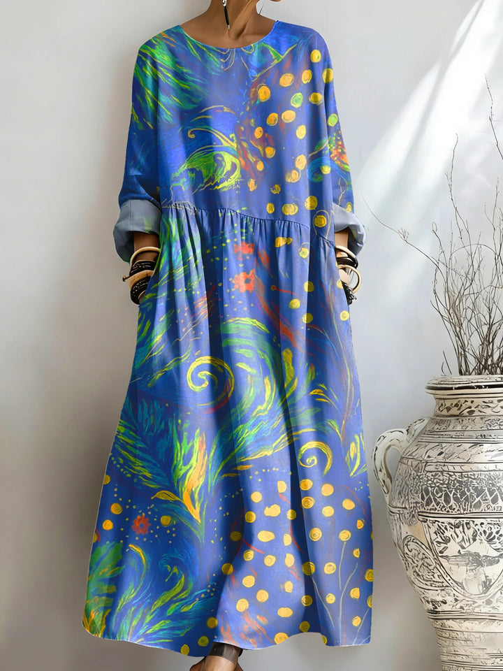 Women's Van Gogh Starry Print Pocket Dress