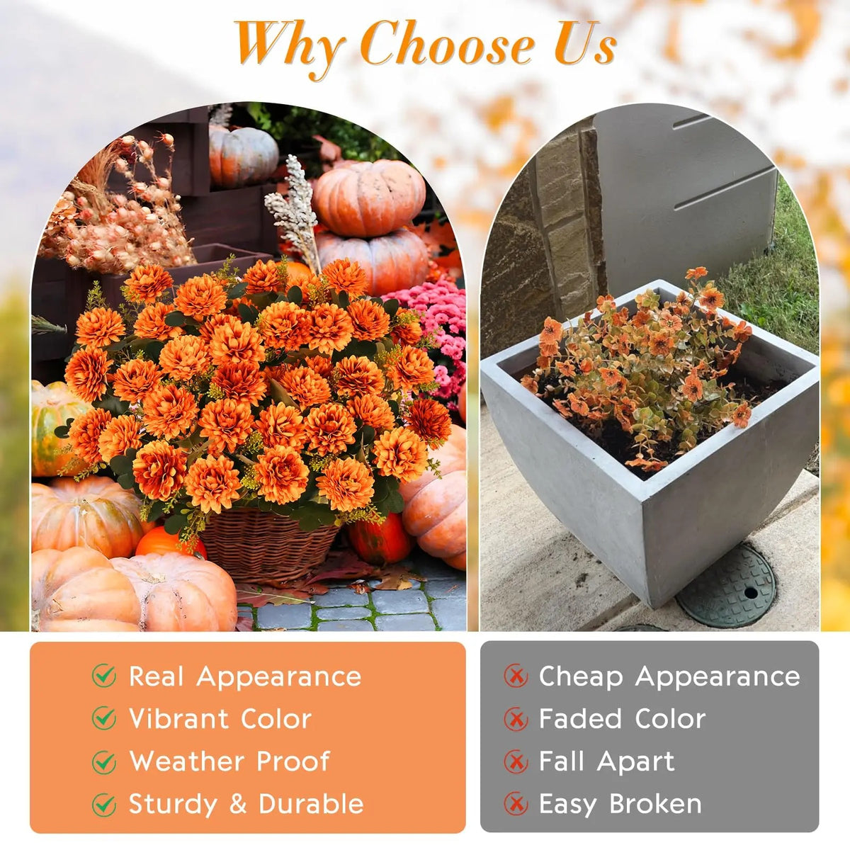 Artificial Autumn Thanksgiving 9-Stem Chrysanthemum Decoration